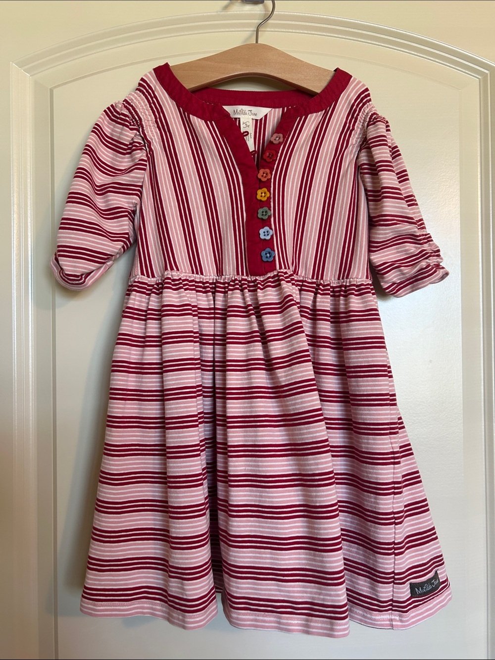 Sz6 Matilda Jane Heart to Heart Bookworm Striped Knit Lap Dress